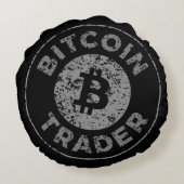 ビットコイントレーダグランジー文字サークルアウトライン黒 ラウンドクッション (裏面)