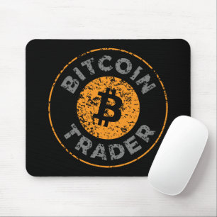 ビットコイントレーダグランジー文字サークルアウト。ブラックグレー マウスパッド