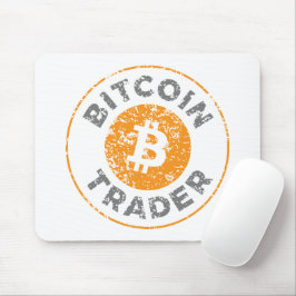 ビットコイントレーダグランジー文字サークルアウト。ホワイトグレー マウスパッド