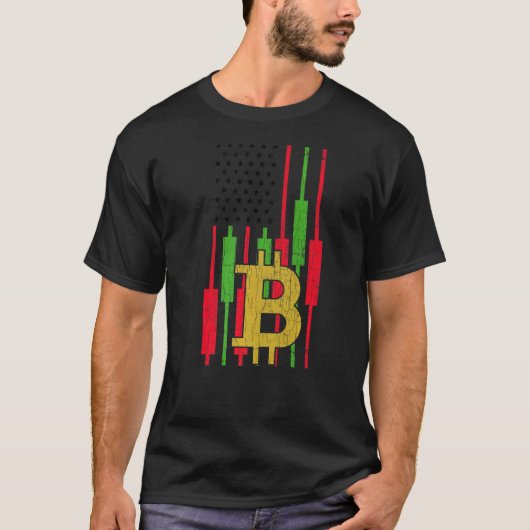 ビットコイントレーダー取引暗号フラグ Tシャツ (正面)