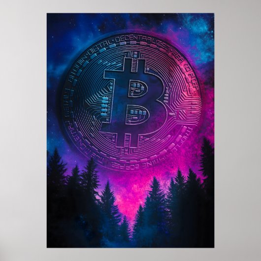 ビットコインパープルクリプト銀河系宇宙 ポスター (正面)