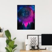 ビットコインパープルクリプト銀河系宇宙 ポスター (ホームオフィス)