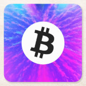 ビットコインパープル周波数 スクエアペーパーコースター (正面)