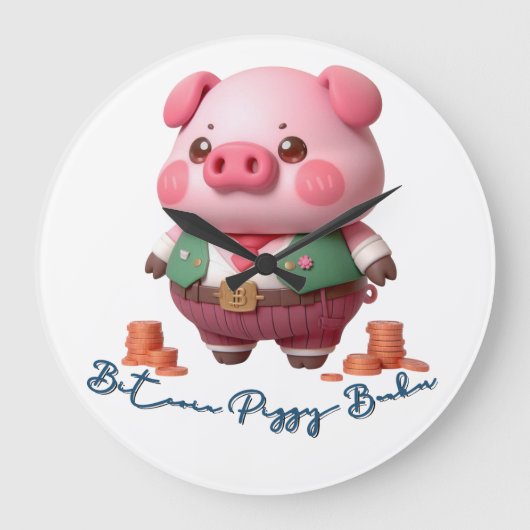 ビットコインピギーバンカー ラージ壁時計 (正面)