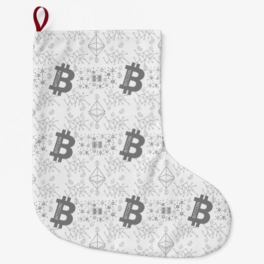 ビットコインマネーデザインクリスマスストッキング ラージクリスマスストッキング (正面)