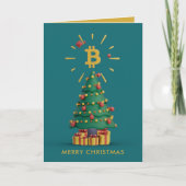 ビットコインメリークリスマス暗号通貨名前をカスタムする シーズンカード (正面)