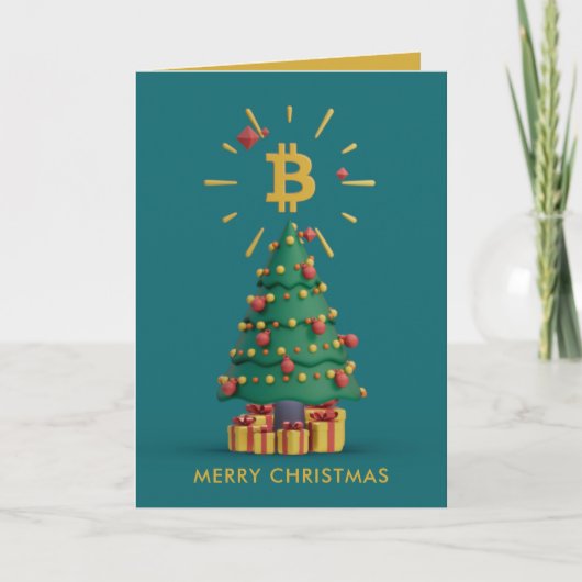 ビットコインメリークリスマス暗号通貨名前をカスタムする シーズンカード (正面)