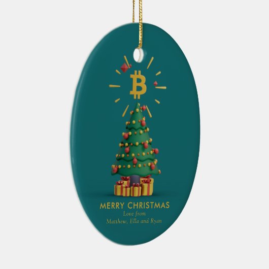 ビットコインメリークリスマス暗号通貨名前をカスタムする セラミックオーナメント (右)