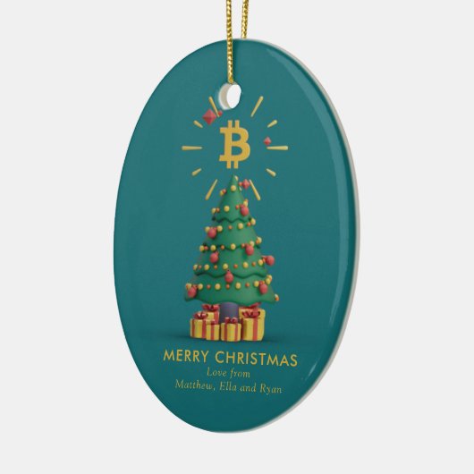 ビットコインメリークリスマス暗号通貨名前をカスタムする セラミックオーナメント (左)