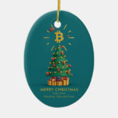ビットコインメリークリスマス暗号通貨名前をカスタムする セラミックオーナメント (正面)