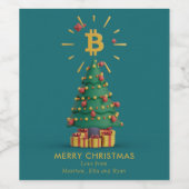 ビットコインメリークリスマス暗号通貨名前をカスタムする ワインラベル (シングルラベル)