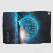 ビットコインランディング暗号BTC名パーソナライズされた ゴルフタオル (横)