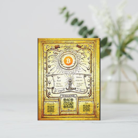 ビットコインリファレンス(QR宇宙付き) 2 インビテーションポストカード (スタンド正面)