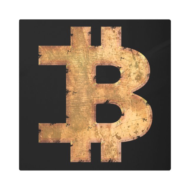 ビットコインレターBヴィンテージ暗号通貨ギフト メタルプリント (正面)