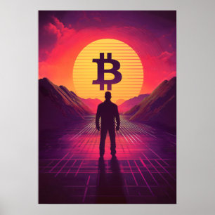ビットコインレトロサンセット暗号 ポスター