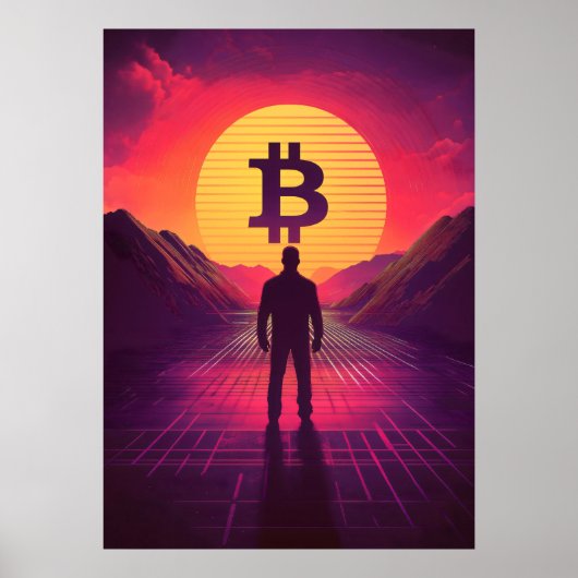 ビットコインレトロサンセット暗号 ポスター (正面)