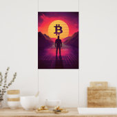ビットコインレトロサンセット暗号 ポスター (キッチン)