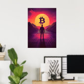 ビットコインレトロサンセット暗号 ポスター (ホームオフィス)