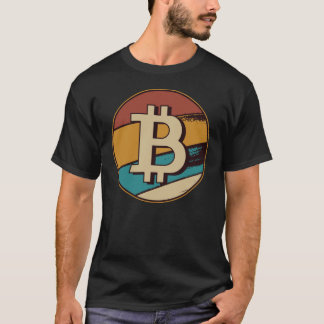 ビットコインレトロヴィンテージサンセットBTC暗号通貨 Tシャツ