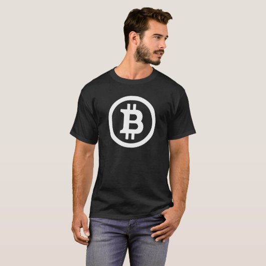 ビットコインロゴシンボル暗号通貨暗号Tシャツ Tシャツ (正面フル)