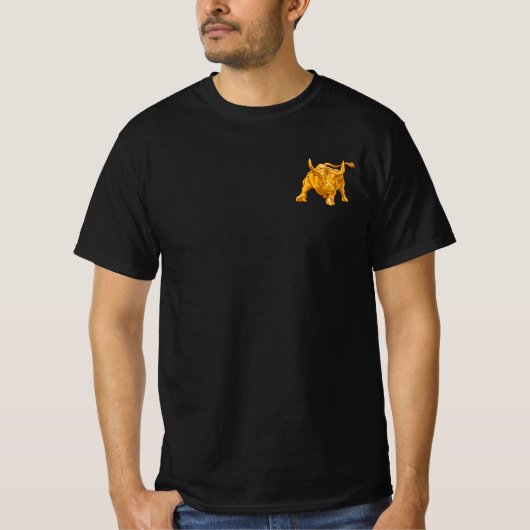 ビットコインロゴ入りゴールドブル Tシャツ (正面)