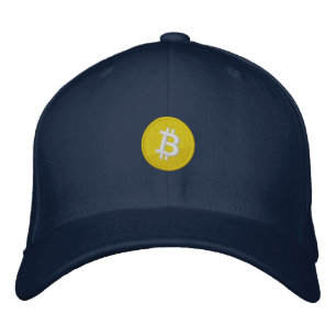 ビットコインロゴ刺繍FlexFit Hat 刺繍入りキャップ
