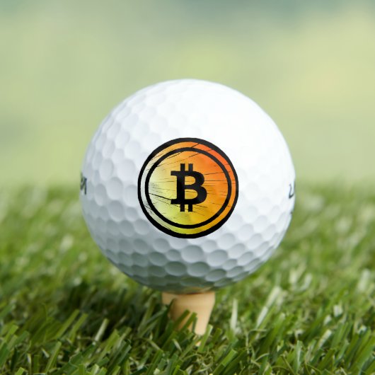ビットコインロゴ グランジデザイン完美版 ゴルフボール (インサイチュ 木)