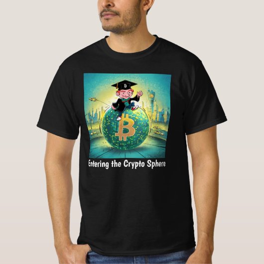 ビットコイン卒業ブラック Tシャツ (正面)