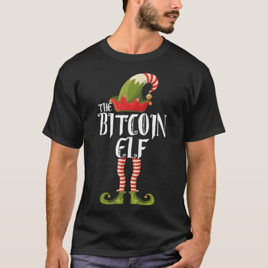 ビットコイン小妖精や小人クリスマスファミリーのマッチング Tシャツ (正面)