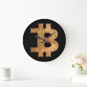 ビットコイン文字Bヴィンテージ暗号通貨ギフト ラージ壁時計 (ホーム)