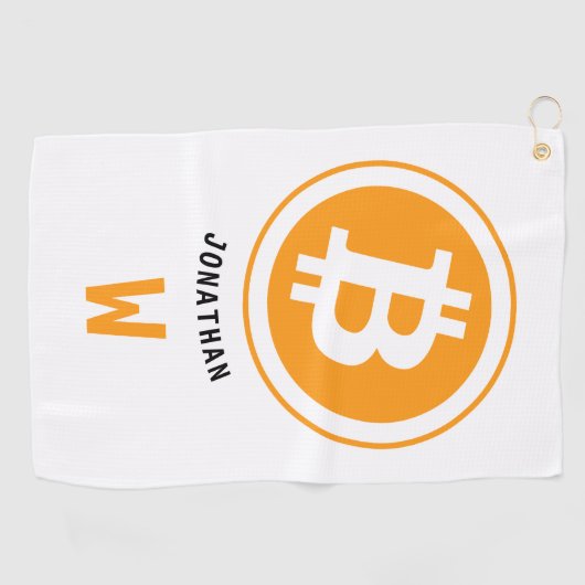 ビットコイン暗号通モノグラムの貨名 ゴルフタオル (横)