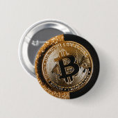 ビットコイン暗号通貨シックブラック金ゴールドグリッター 缶バッジ (正面&裏面)