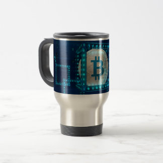 ビットコイン暗号通貨ブロックチェーンブルーシルバー トラベルマグ