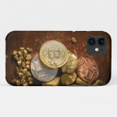 ビットコイン暗号通貨ブロックチェーン素朴金ゴールドBTC Case-Mate iPhoneケース (裏面(横))