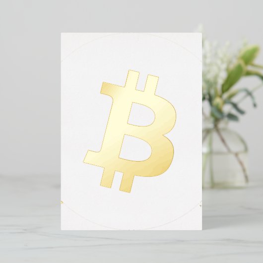 ビットコイン暗号通貨ロゴ 箔招待状 (立ち正面)
