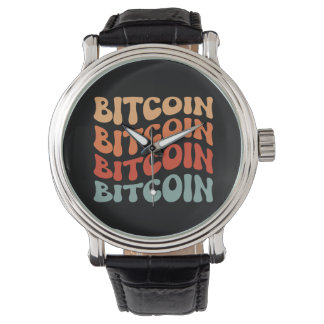 ビットコイン波状文字スタイリッシュ暗号タイポグラフィデザイン 腕時計