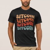 ビットコイン波状文字スタイリッシュ暗号タイポグラフィデザイン Tシャツ (正面)
