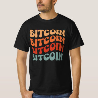ビットコイン波状文字スタイリッシュ暗号タイポグラフィデザイン Tシャツ