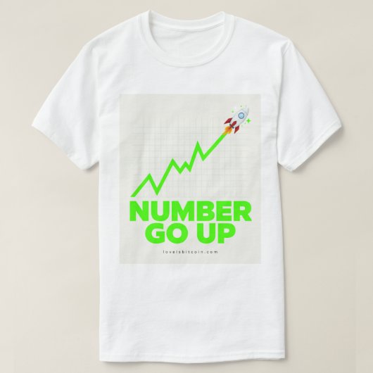 ビットコイン男子Tシャツ - NUMBER GO UP Tシャツ (デザイン正面)