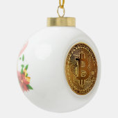 ビットコイン記号ロゴグラフクリスマスベルオーナメント セラミックボールオーナメント (左)