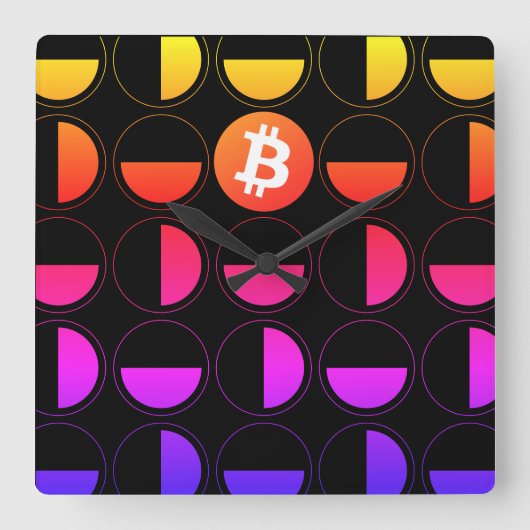 ビットコイン設計者 スクエア壁時計 (正面)