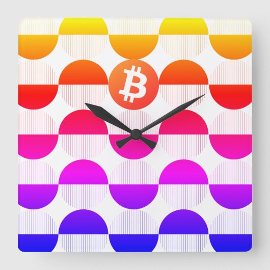 ビットコイン設計者 スクエア壁時計 (正面)