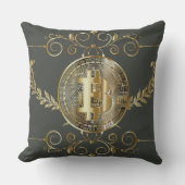 ビットコイン金ゴールドコインダークグリーンマネー アウトドアクッション (正面)