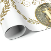 ビットコイン金ゴールドコインデジタルマネーパターン ラッピングペーパー (ロールコーナー)
