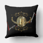 ビットコイン金ゴールドコインデジタルマネーブラックレッドホワイト クッション (裏面)