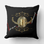 ビットコイン金ゴールドコインデジタルマネーブラックレッドホワイト クッション (正面)