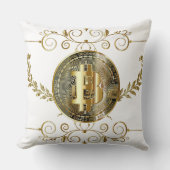 ビットコイン金ゴールドコインデジタルマネーホワイト クッション (正面)