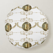 ビットコイン金ゴールドコインデジタルマネーホワイト ラウンドクッション (裏面)