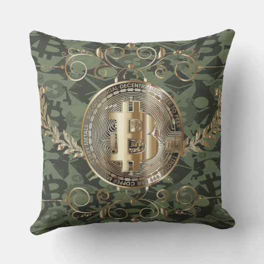 ビットコイン金ゴールドコインデジタルマネー装飾用クッション アウトドアクッション (裏面)