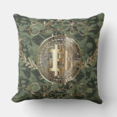 ビットコイン金ゴールドコインデジタルマネー装飾用クッション アウトドアクッション (正面)